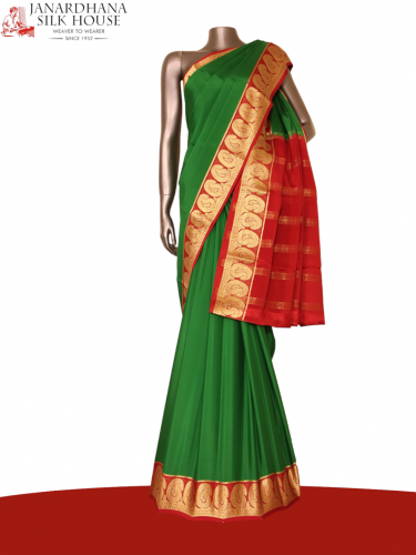 Traditional Contrast Pure Mysore Crepe Silk Saree